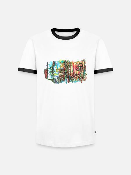 240703 03 - Männer Kontrast-T-Shirt - Weiß/Schwarz