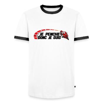 Je penche donc je suis - T-shirt contrasté Homme - blanc/noir - Devant - AI Model Female 172 light (172cm) & AI Model Male 178 dark (178cm)