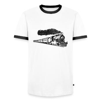 Zug-eisenbahn-dampflok-lo - Männer Kontrast-T-Shirt - Weiß/Schwarz - Vorne - AI Model Female 172 light (172cm) & AI Model Male 178 dark (178cm)