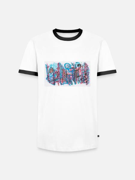 240702 0 - Männer Kontrast-T-Shirt - Weiß/Schwarz