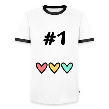 1. 1 JAHR. 1. JAHRESTAG. 1 JAHR GEBURTSTAG - Männer Kontrast-T-Shirt - Weiß/Schwarz - Vorne - AI Model Female 172 light (172cm) & AI Model Male 178 dark (178cm)