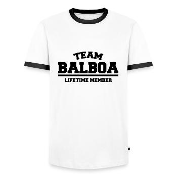 team balboa - Männer Kontrast-T-Shirt - Weiß/Schwarz - Vorne - AI Model Female 172 light (172cm) & AI Model Male 178 dark (178cm)