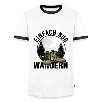 fernwandern bergwandern trekking biwak - Männer Kontrast-T-Shirt - Weiß/Schwarz - Vorne - AI Model Female 172 light (172cm) & AI Model Male 178 dark (178cm)