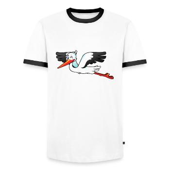 Storch - Männer Kontrast-T-Shirt - Weiß/Schwarz - Vorne - AI Model Female 172 light (172cm) & AI Model Male 178 dark (178cm)
