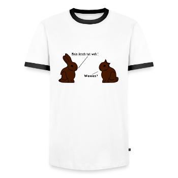 schokohasen - Männer Kontrast-T-Shirt - Weiß/Schwarz - Vorne - AI Model Female 172 light (172cm) & AI Model Male 178 dark (178cm)