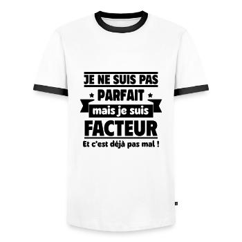 Je ne suis pas parfait, mais je suis facteur - T-shirt contrasté Homme - blanc/noir - Devant - AI Model Female 172 light (172cm) & AI Model Male 178 dark (178cm)