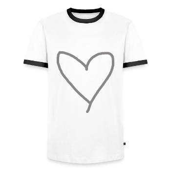 Heart Gray Gift Idea Love in Love - Men's Ringer Shirt - white/black - Front - AI Model Female 172 light (172cm) & AI Model Male 178 dark (178cm)