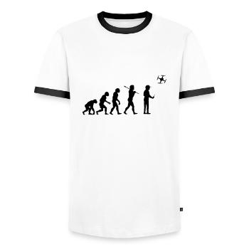 The drone evolution - Männer Kontrast-T-Shirt - Weiß/Schwarz - Vorne - AI Model Female 172 light (172cm) & AI Model Male 178 dark (178cm)