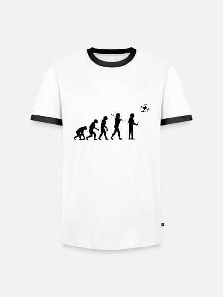 The drone evolution - Männer Kontrast-T-Shirt - Weiß/Schwarz