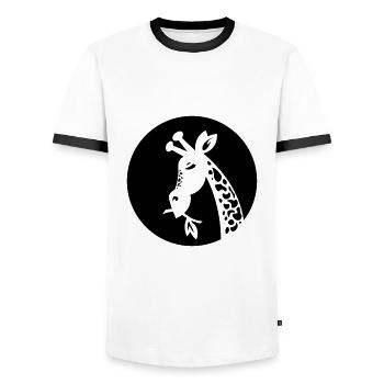 Giraffe - girafe - safari - Men's Ringer Shirt - white/black - Front - AI Model Female 172 light (172cm) & AI Model Male 178 dark (178cm)