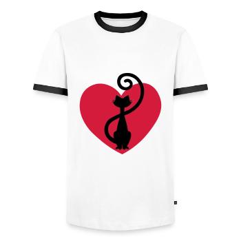 Cat love cat love heart for cats gift idea - Men's Ringer Shirt - white/black - Front - AI Model Female 172 light (172cm) & AI Model Male 178 dark (178cm)