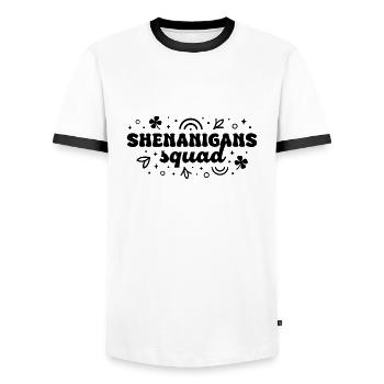 Shenanigans squad - Men's Ringer Shirt - white/black - Front - AI Model Female 172 light (172cm) & AI Model Male 178 dark (178cm)