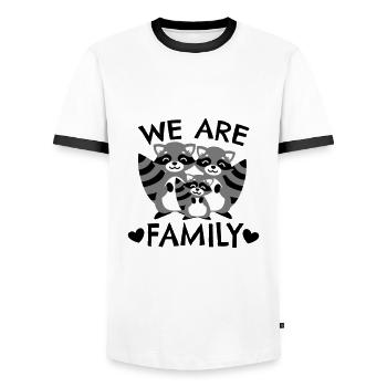 Raccoon family We are family - Idée cadeau Racoon - T-shirt contrasté Homme - blanc/noir - Devant - AI Model Female 172 light (172cm) & AI Model Male 178 dark (178cm)