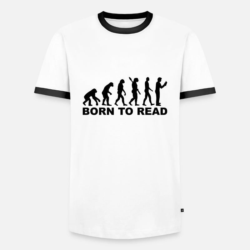 Evolution born to read - Men's Ringer Shirt - white/black