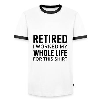 Retraité J’ai travaillé toute ma vie pour cette chemise - T-shirt contrasté Homme - blanc/noir - Devant - AI Model Female 172 light (172cm) & AI Model Male 178 dark (178cm)