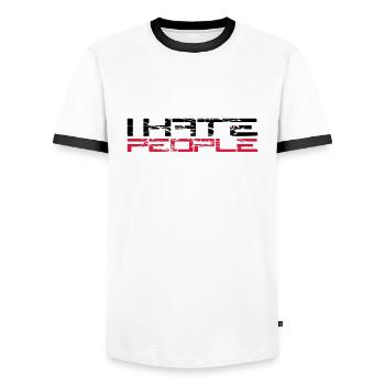 scratches cracks graffiti spray drops sticker aufkl - Men's Ringer Shirt - white/black - Front - AI Model Female 172 light (172cm) & AI Model Male 178 dark (178cm)