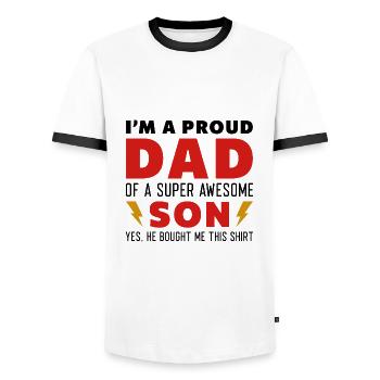 Je suis un papa fier d'un fils super génial - T-shirt contrasté Homme - blanc/noir - Devant - AI Model Female 172 light (172cm) & AI Model Male 178 dark (178cm)