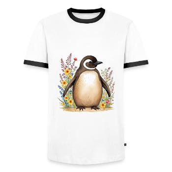 Niedlicher Pinguin - Männer Kontrast-T-Shirt - Weiß/Schwarz - Vorne - AI Model Female 172 light (172cm) & AI Model Male 178 dark (178cm)