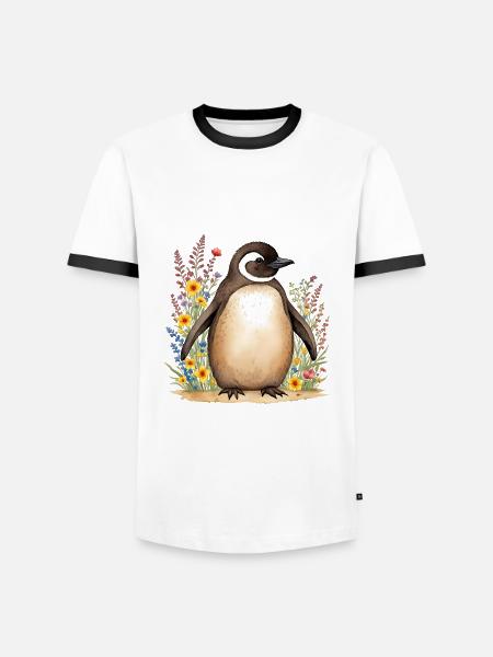 Cute penguin - Men's Ringer Shirt - white/black