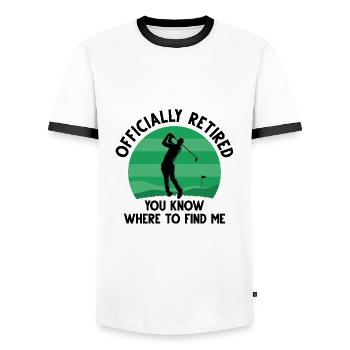 Offiziell ausgeschiedener Golfsport - Männer Kontrast-T-Shirt - Weiß/Schwarz - Vorne - AI Model Female 172 light (172cm) & AI Model Male 178 dark (178cm)