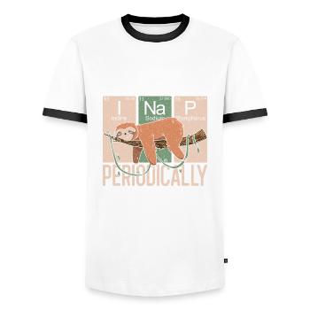 Funny Sloth Chemistry - Je fais une sieste périodique - T-shirt contrasté Homme - blanc/noir - Devant - AI Model Female 172 light (172cm) & AI Model Male 178 dark (178cm)
