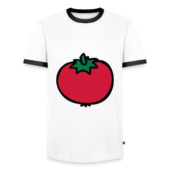 Tomate Tomato Tomaten pomodoro - Männer Kontrast-T-Shirt - Weiß/Schwarz - Vorne - AI Model Female 172 light (172cm) & AI Model Male 178 dark (178cm)
