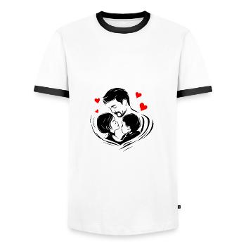 L'amour d'un père - T-shirt contrasté Homme - blanc/noir - Devant - AI Model Female 172 light (172cm) & AI Model Male 178 dark (178cm)