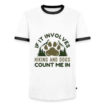 If It Involves Hiking And Dogs Count Me In - Men's Ringer Shirt - white/black - Front - AI Model Female 172 light (172cm) & AI Model Male 178 dark (178cm)
