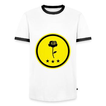 Symbole de la rose - T-shirt contrasté Homme - blanc/noir - Devant - AI Model Female 172 light (172cm) & AI Model Male 178 dark (178cm)