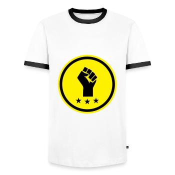 Main Faust - T-shirt contrasté Homme - blanc/noir - Devant - AI Model Female 172 light (172cm) & AI Model Male 178 dark (178cm)