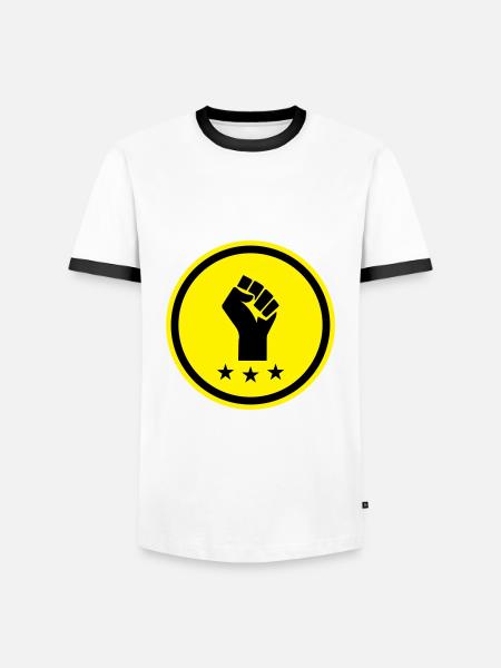 Hand Faust - Männer Kontrast-T-Shirt - Weiß/Schwarz
