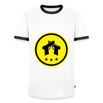 Pistol Symbol - Men's Ringer Shirt - white/black - Front - AI Model Female 172 light (172cm) & AI Model Male 178 dark (178cm)