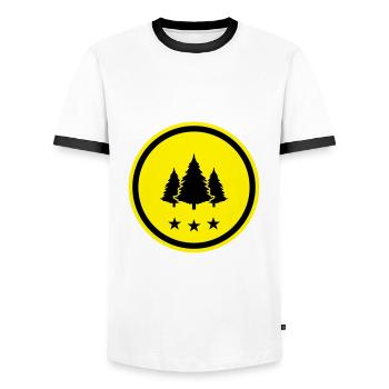 Forêt de sapins - T-shirt contrasté Homme - blanc/noir - Devant - AI Model Female 172 light (172cm) & AI Model Male 178 dark (178cm)