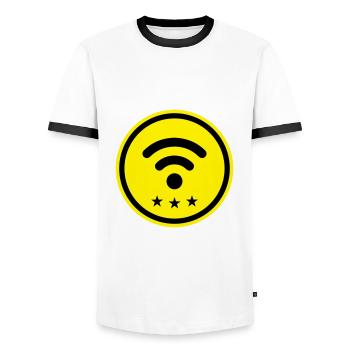 Wlan Internet - Männer Kontrast-T-Shirt - Weiß/Schwarz - Vorne - AI Model Female 172 light (172cm) & AI Model Male 178 dark (178cm)