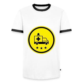 Krankenwagen Ambulance - Männer Kontrast-T-Shirt - Weiß/Schwarz - Vorne - AI Model Female 172 light (172cm) & AI Model Male 178 dark (178cm)