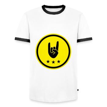 Party Hand Symbol - Men's Ringer Shirt - white/black - Front - AI Model Female 172 light (172cm) & AI Model Male 178 dark (178cm)