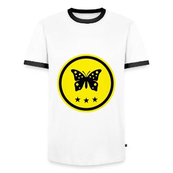 Symbole papillon - T-shirt contrasté Homme - blanc/noir - Devant - AI Model Female 172 light (172cm) & AI Model Male 178 dark (178cm)