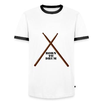 Trommel , Trommler , Schlagzeug (25) - Männer Kontrast-T-Shirt - Weiß/Schwarz - Vorne - AI Model Female 172 light (172cm) & AI Model Male 178 dark (178cm)