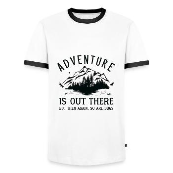 Adventure Bugs - Men's Ringer Shirt - white/black - Front - AI Model Female 172 light (172cm) & AI Model Male 178 dark (178cm)