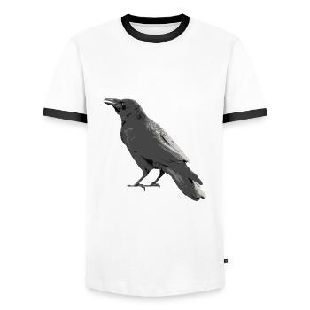 raven - Men's Ringer Shirt - white/black - Front - AI Model Female 172 light (172cm) & AI Model Male 178 dark (178cm)