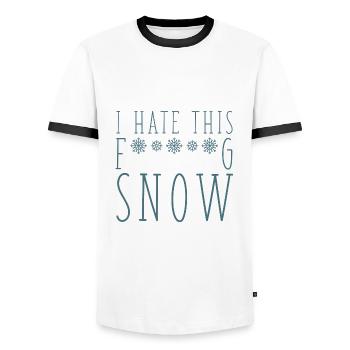 Ich hasse diesen Schnee - Männer Kontrast-T-Shirt - Weiß/Schwarz - Vorne - AI Model Female 172 light (172cm) & AI Model Male 178 dark (178cm)