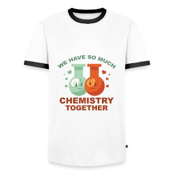 Wir haben so viel Chemie zusammen - Männer Kontrast-T-Shirt - Weiß/Schwarz - Vorne - AI Model Female 172 light (172cm) & AI Model Male 178 dark (178cm)