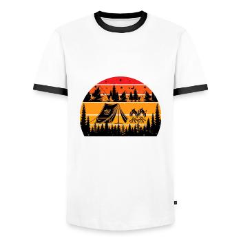 Camping Vintage Sunset Retro - Men's Ringer Shirt - white/black - Front - AI Model Female 172 light (172cm) & AI Model Male 178 dark (178cm)