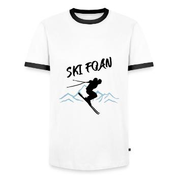 Ski foan, Skifahren - T-shirt contrasté Homme - blanc/noir - Devant - AI Model Female 172 light (172cm) & AI Model Male 178 dark (178cm)