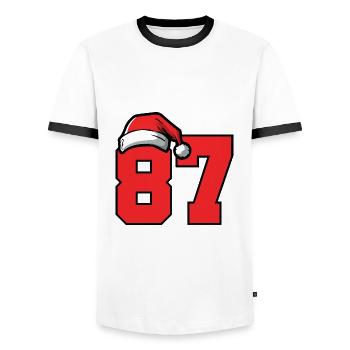 87 Numéro Noël - T-shirt contrasté Homme - blanc/noir - Devant - AI Model Female 172 light (172cm) & AI Model Male 178 dark (178cm)
