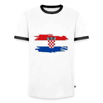 Kroatien Flagge Brush Vintage Adria Fahne Wappen - Männer Kontrast-T-Shirt - Weiß/Schwarz - Vorne - AI Model Female 172 light (172cm) & AI Model Male 178 dark (178cm)