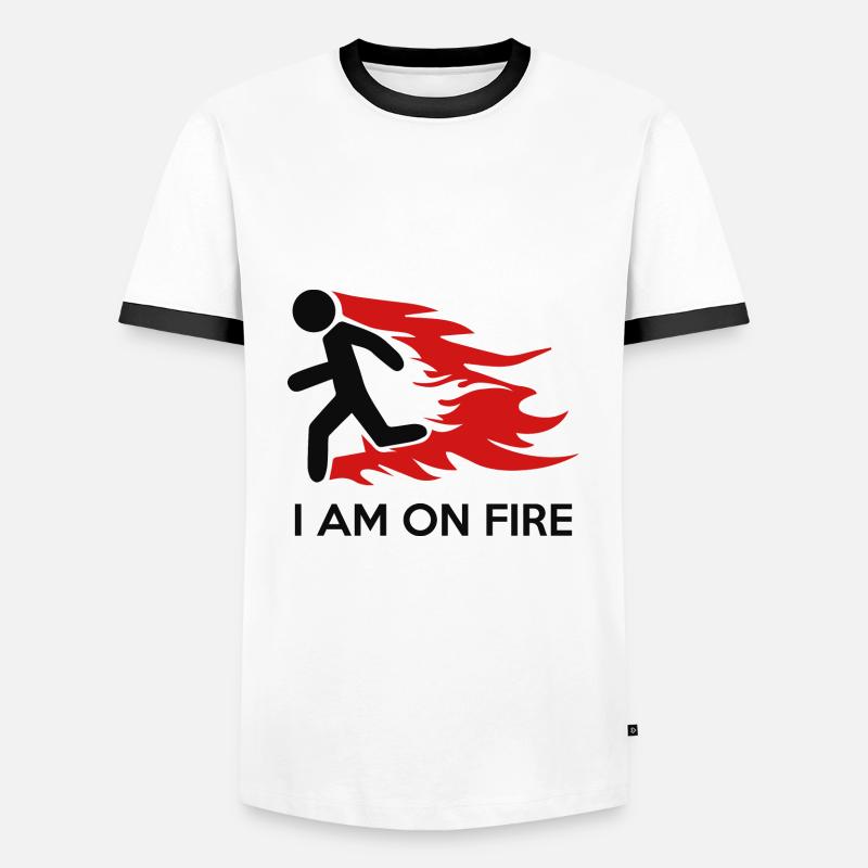I Am On Fire - Men's Ringer Shirt - white/black