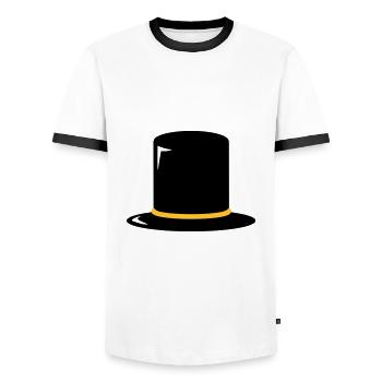 Cylinder hat - top hat - skin-de-forme - Men's Ringer Shirt - white/black - Front - AI Model Female 172 light (172cm) & AI Model Male 178 dark (178cm)