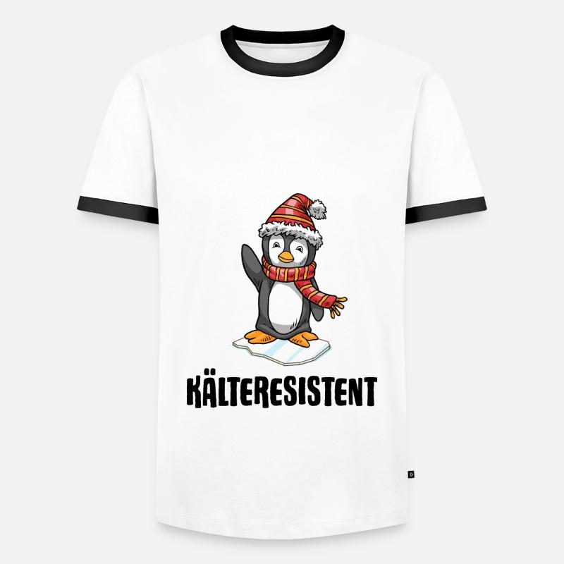 Winterbader Kältetherapie Eisbaden im Eisbad - Männer Kontrast-T-Shirt - Weiß/Schwarz