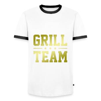 Grill Team - Men's Ringer Shirt - white/black - Front - AI Model Female 172 light (172cm) & AI Model Male 178 dark (178cm)